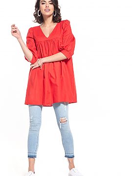 Elegant women's red tunic red  Tunics \ Tuniki damskie rękaw 3/4